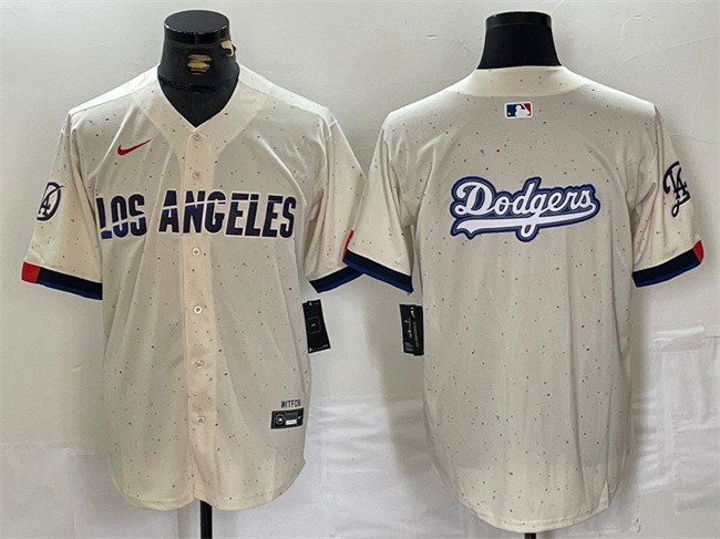 Men's Los Angeles Dodgers Team Big Logo Cream Stitched Baseball Jersey Men's Los Angeles Dodgers Team Big Logo Cream Stitched Baseball Jersey